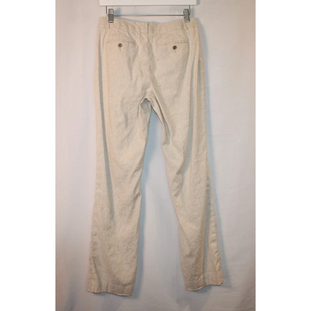 Banana Republic Pants Womens 4 Beige Contour Fit Stretch Linene Blend Beach Vaca